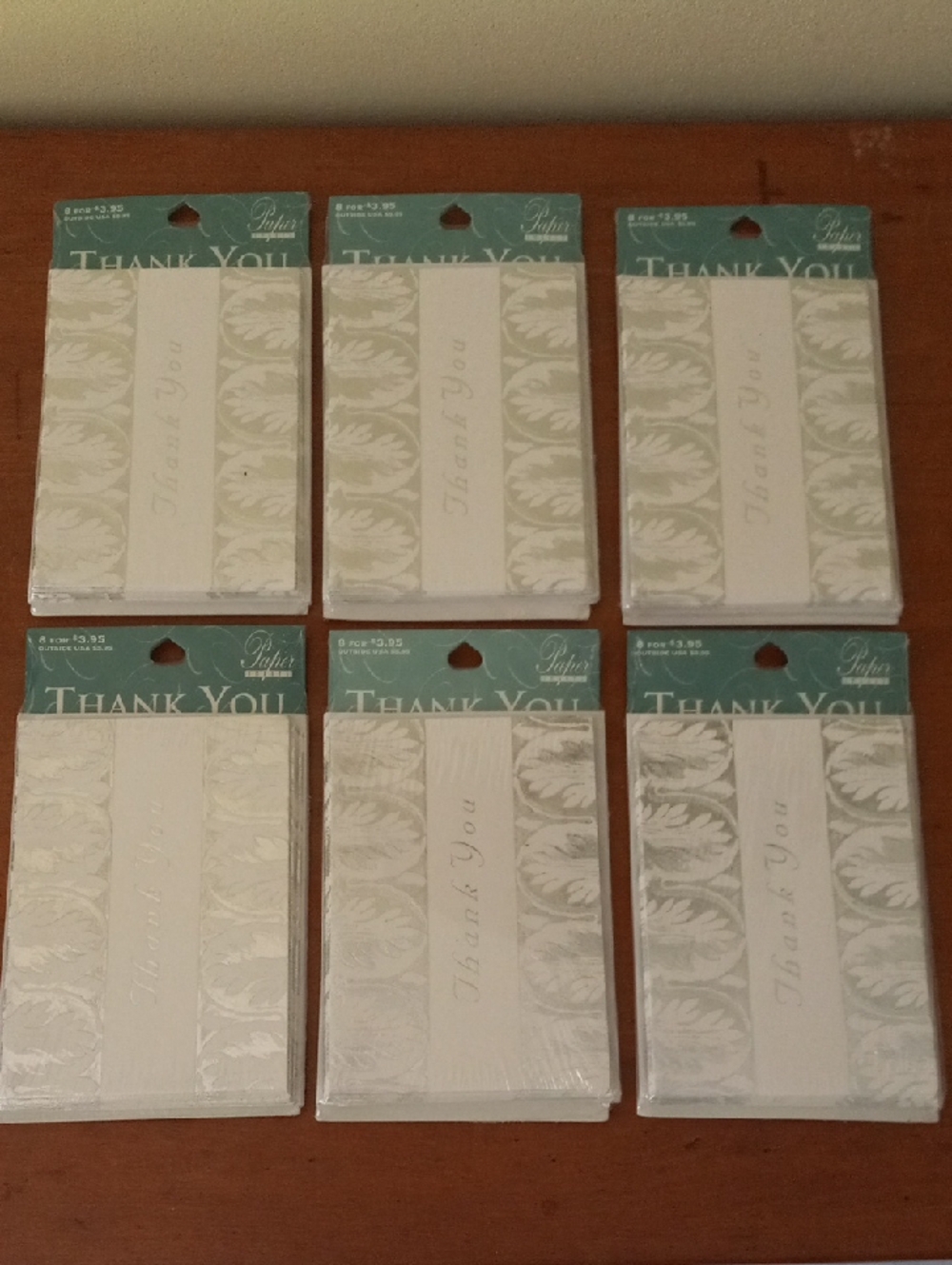 Formal Thank You Cards Sets in White And Silver
